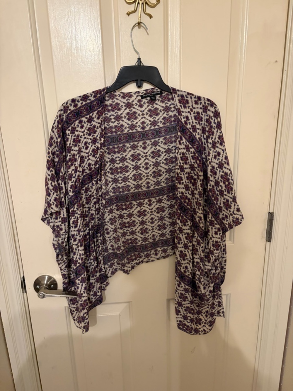 Brandy Melville Purple and Cream Printed Kimono